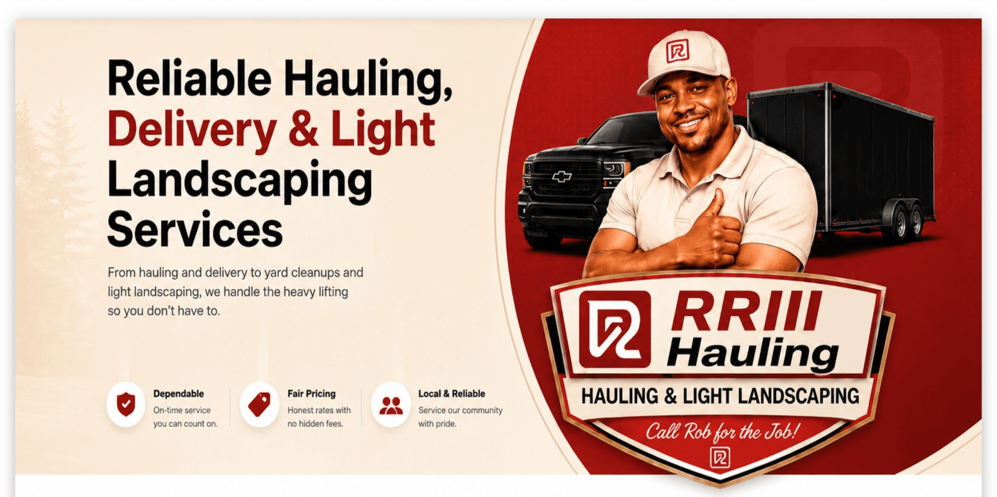 Reliable hauling, delivery, and light landscaping services from RRIII Hauling